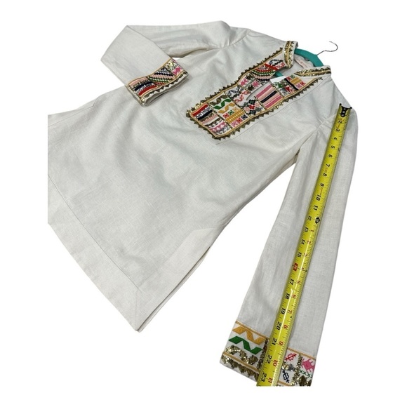 TORY BURCH Mandarin Embellished LS TORY TUNIC Size 0 New with Tags $450 - Picture 11 of 16